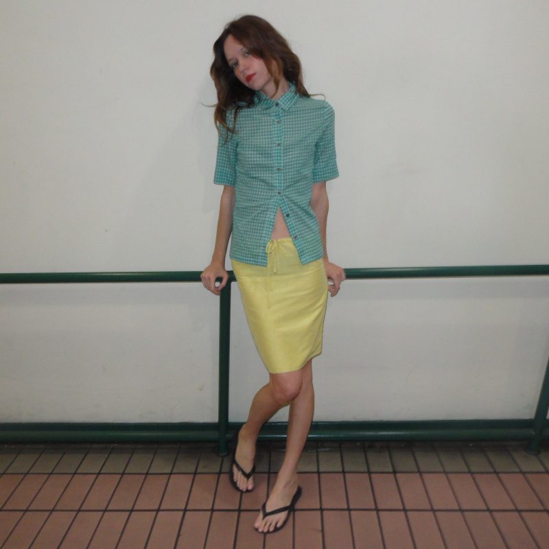 THE BETTY top in Irish green + THE DORA skirt in lemonade